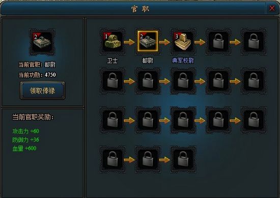 传奇3私服官职俸禄